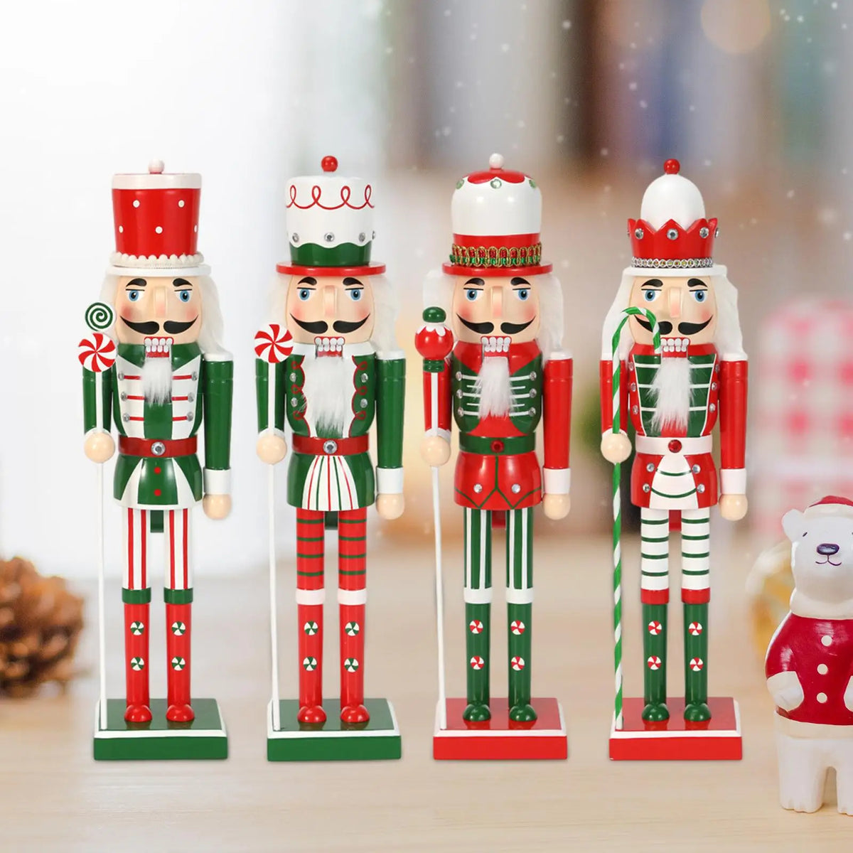 Christmas Nutcracker Ornament Figure Table Decoration, Wooden Nutcracker Soldier for Holiday Quake