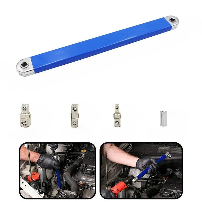 Compact Offset Extension Wrench Dual Purpose Multi Adapter Professional Impact Socket Ratchet Automotive Hand Tool Quake