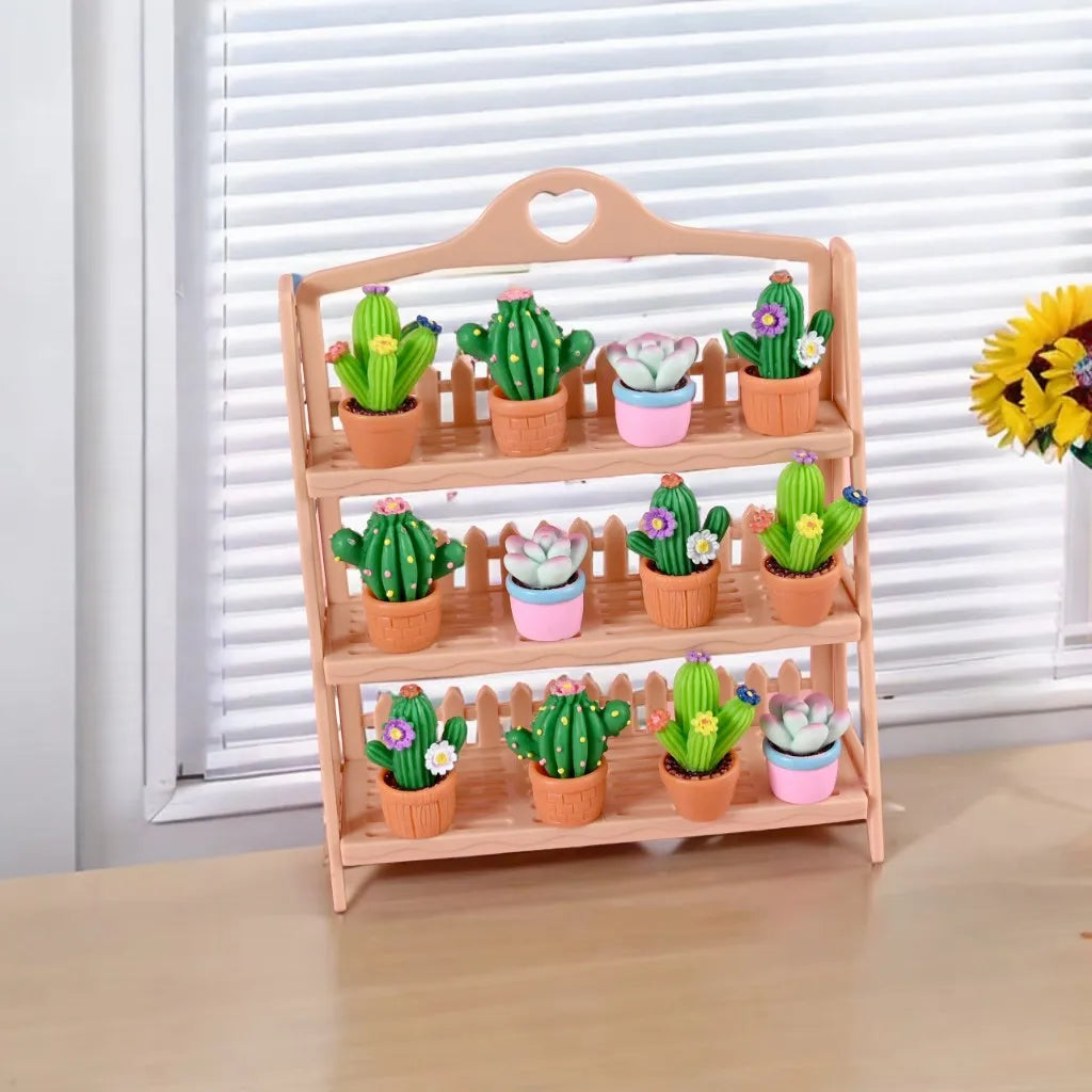 20Pcs Resin Cabochon Plants Potted Cactus Miniature Figurines DIY Dollhouse Desk Home Decoration Fairy Garden Decor Craft Quake