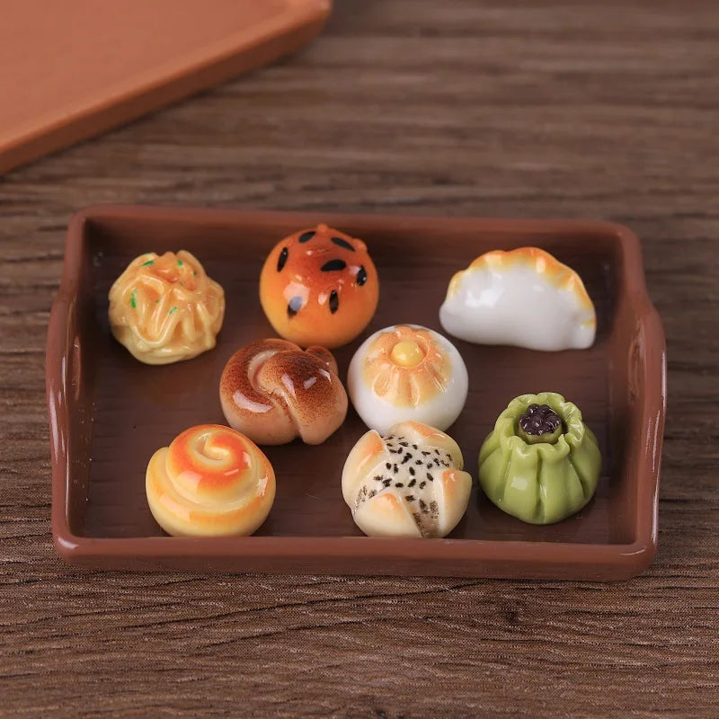 50Pcs Simulation Food Play Dumplings Steamed Bread Dessert Resin Cabochon Miniature Fake Food For Crafts DIY Dollhouse Accessory Quake