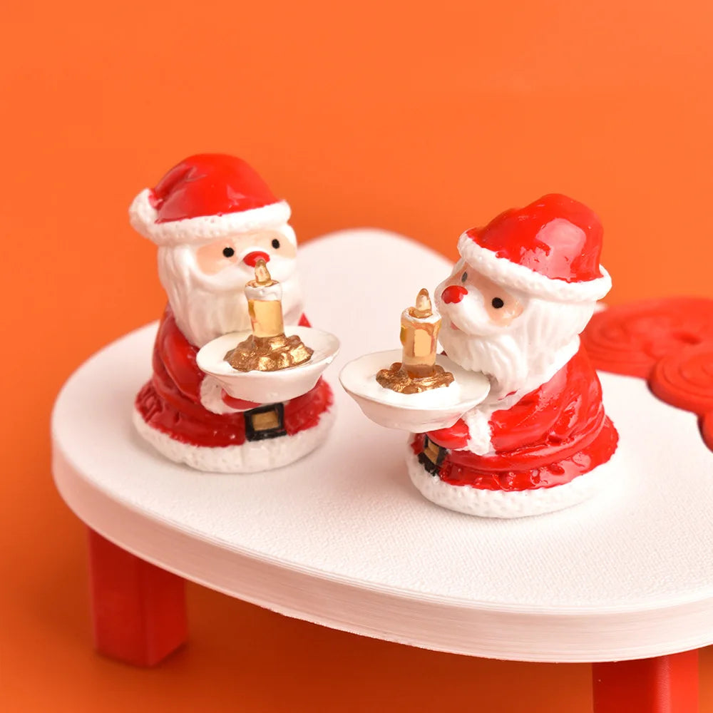 10pcs Christmas Santa Claus Candlestick Flatback Resin For Decor Miniature Food Play Ornament DIY Micro Landscape Accessories Quake