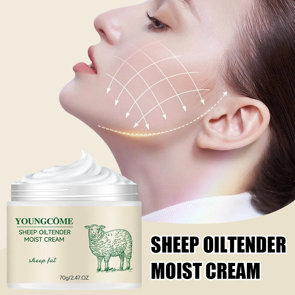 Sheep Oil Delicate Moisturizing Cream,Anti-Aging brightens skin tone, tightens skin, moisturizes skin, and reduces dullness Quake
