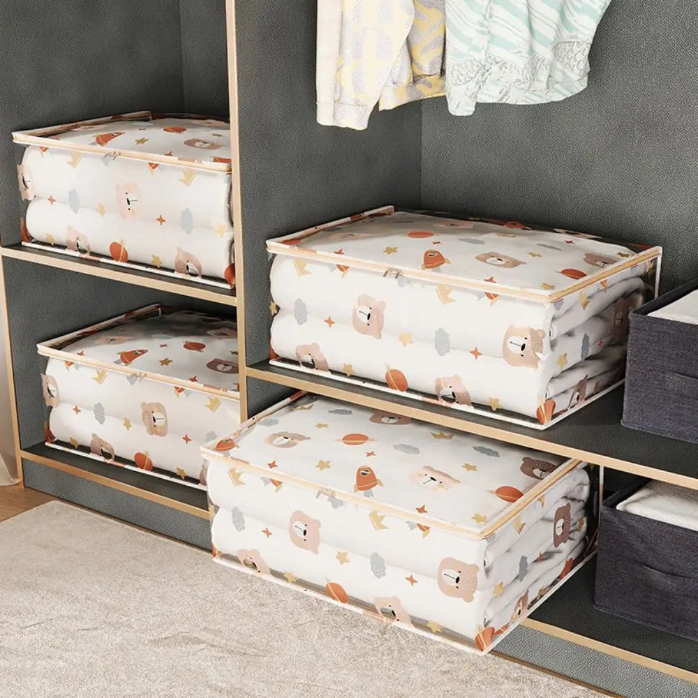 New Three-Dimensional Storage Bag Dustproof Large Capacity Clothes Organizer Transparent Waterproof Quilt Bag Household Quake