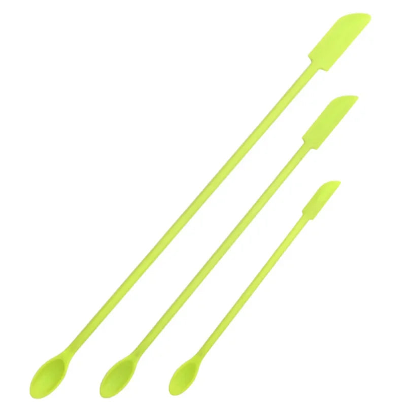 3pcs Silicone Double-head Scraper Cosmetic Face Cream Jam Deep Bottle Scraper Mini Spatula Set Women Professional Makeup Tools Quake green