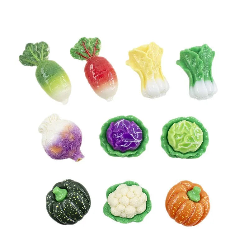 20Pcs Miniature 3D Vegetable Flatback Resin Cabochon For Phone Decoration DIY Scrapbooking Jewelry Craft Dollhouse Accessories Quake