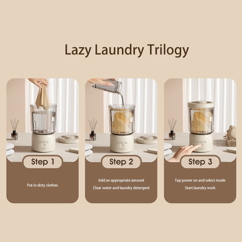 Wireless Washing Machine Portable Underwear Cleaner 4000mAh Mini Socks Wash Machine Fully Laundry Bucket Makeup Brush Cleaner Quake