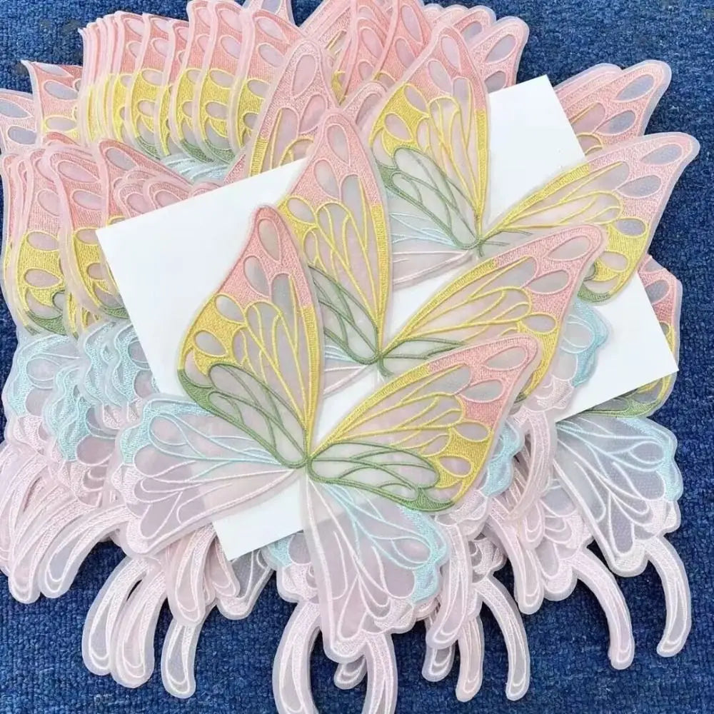 3D Embroidered Butterfly Collar Lace Fabric DIY Appliques Mesh Sew On Wedding Dress Lace Trim Patch Quake