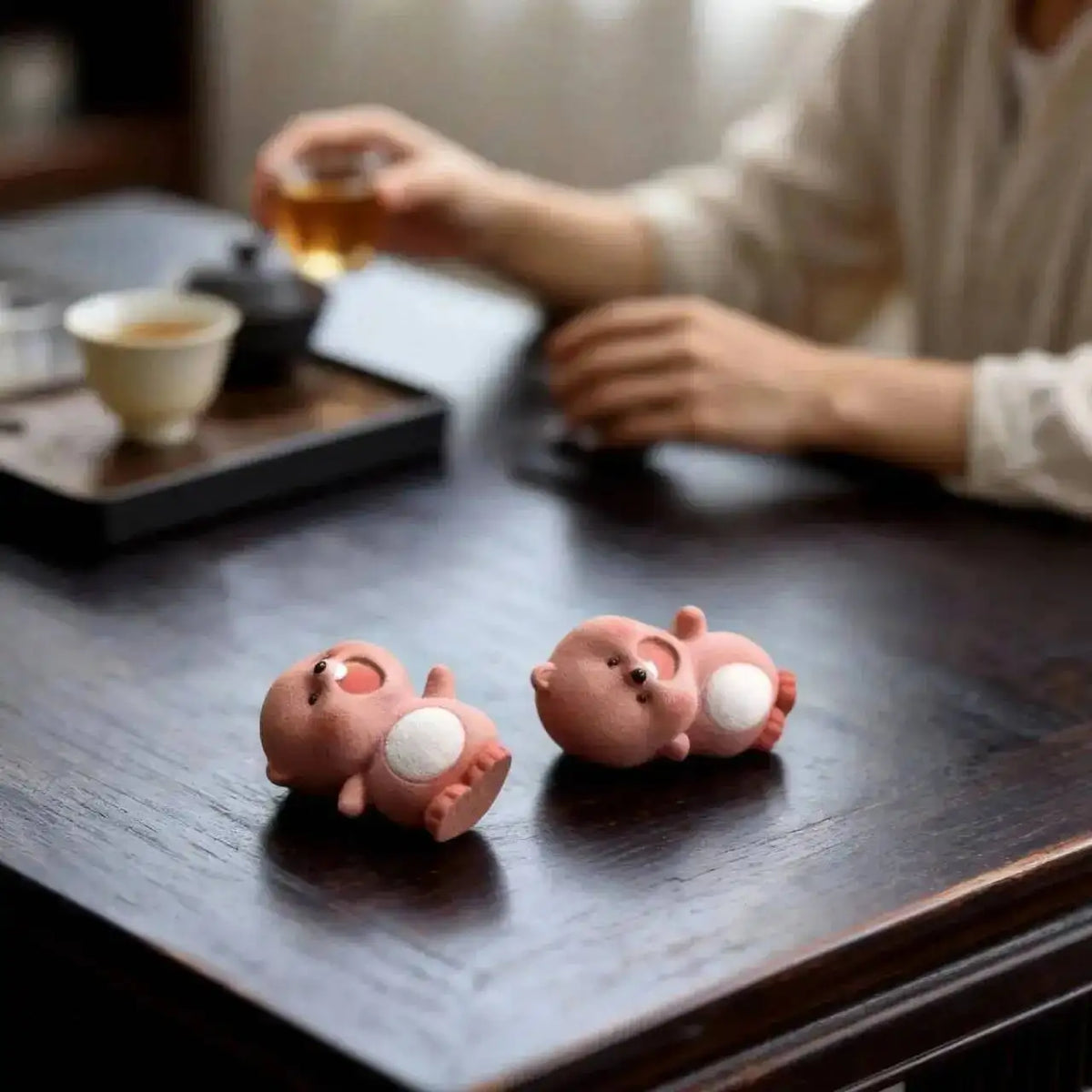 Yixing Zisha Sculpture Tea Pet Ornament Scolding Beaver Tilted Head Ruby Full of Spirit Little Beaver Desktop Ornament Quake