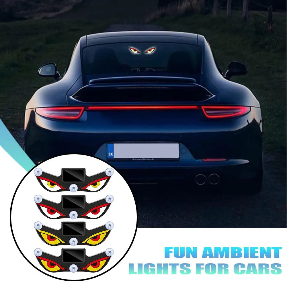 Solar Powered Demon Eye Neon Light Dynamic LED Car Triangle Window Warning Atmosphere Lamp Type C Rechargeable Quake