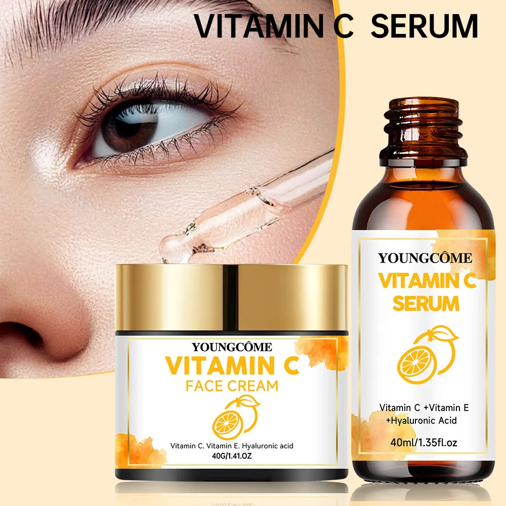 Vitamin C Facial Essence Cream Whitening Brightening Anti-Wrinkle Nourishing Redness Relief Moisturizing Face Serum Skin Care Quake