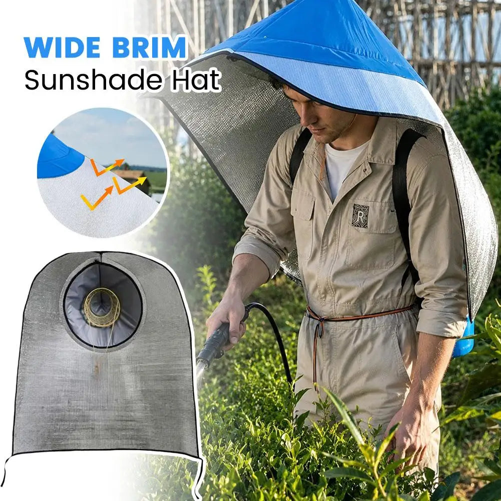 Sun Rain Protection Hooded Cape Breathable UV Hat for Farming Gardening Wide Brim Bucket Hat with Neck Cover Farm Work Quake