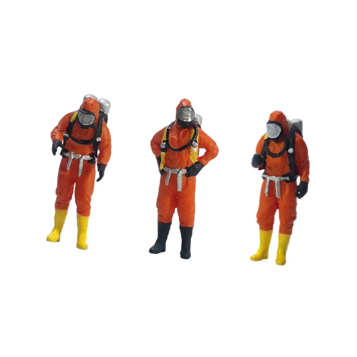 3x Miniature People Figure Miniature Fireman Man Role Play Figure Realistic Character Doll Diorama Architectural Building Quake 2.8cm orange