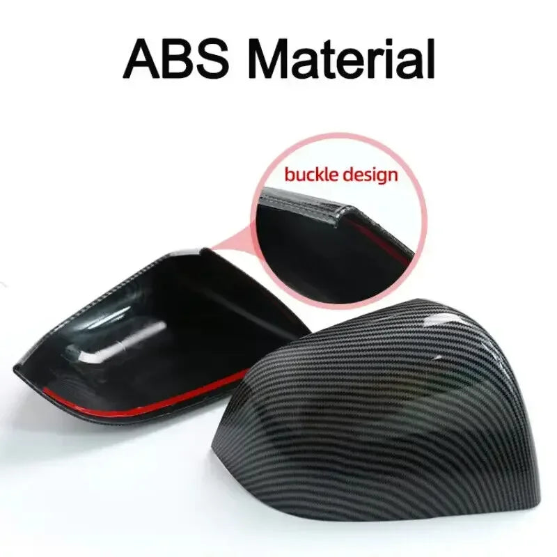 For Tesla Model 3 Y 2017-2023 Car Sticker Rearview Side Mirror Cover Wing Cap Exterior Door Rear View Case Trim Carbon Fiber ABS Quake