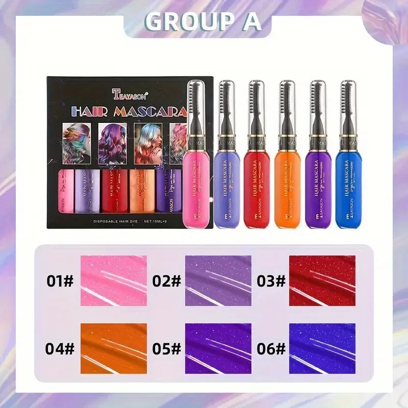 6pcs/Set Disposable Hair Dye Comb - Washable Hair Tint for Party, Birthday, and Cosplay - Easy to Use and Safe Quake