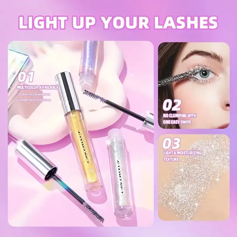 Waterproof Diamond Shine Volume Curl Mascara - Glitter Snow Effect, Smudge-proof Eye Makeup for All Skin Types Women's Cosmetics Quake