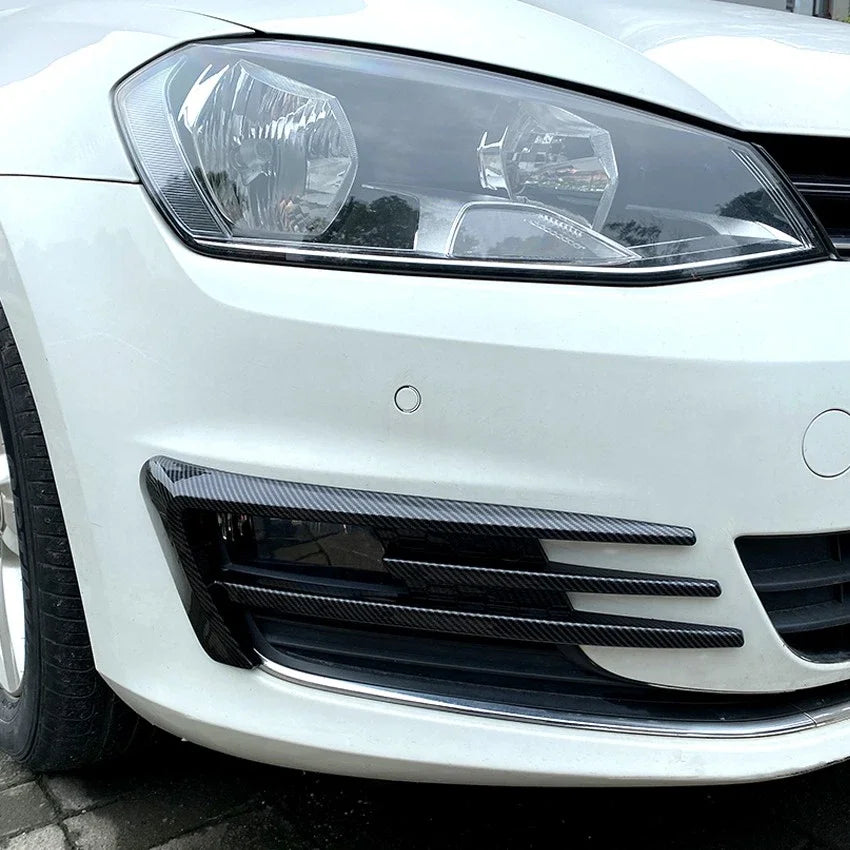 For Volkswagen Golf 7 MK7 2013-2016 Car Side Front Bumper Fog Light Grille Cover Trim Canards Kit Black ABS Carbon Look Black Quake
