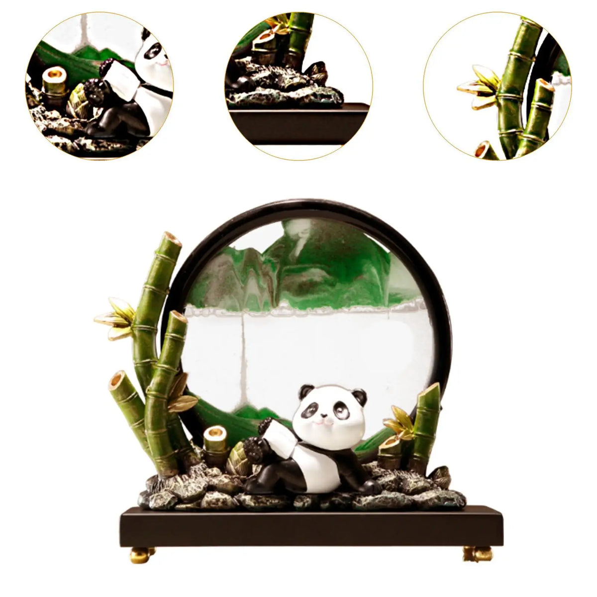 Quicksand Decor Panda Statue Creative Art Decor for Bookshelves Quake