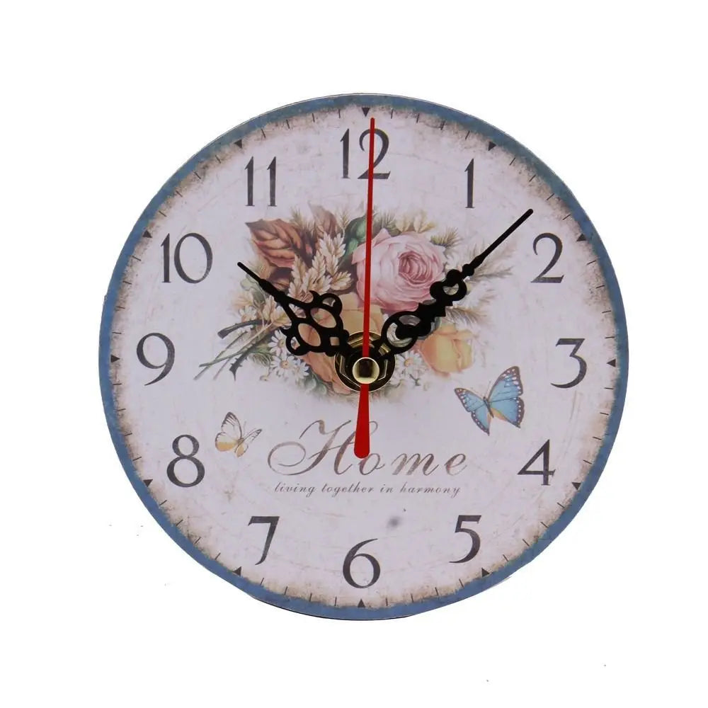 New Wooden MDF Clock Round Shape Home Decoration Wall Clock Covered by Paper Desk Clock Living Room Quake E