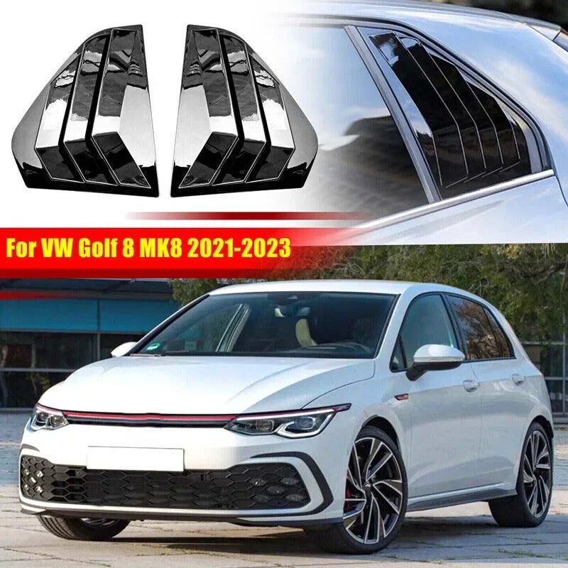 For VW Golf MK8 2020-2023 Car Rear Louver Window Quarter Side Shutter Cover Trim Sticker Vent Scoop ABS Carbon Fiber Black Auto Quake