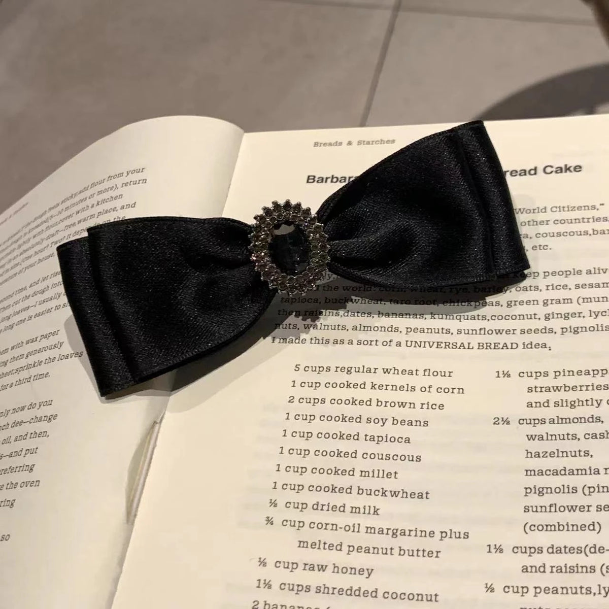 New Semi-tie Ponytail Hairpin Back Head Luxury Rhinestone Bow Hairpin Girl Headdress Spring Clip Quake