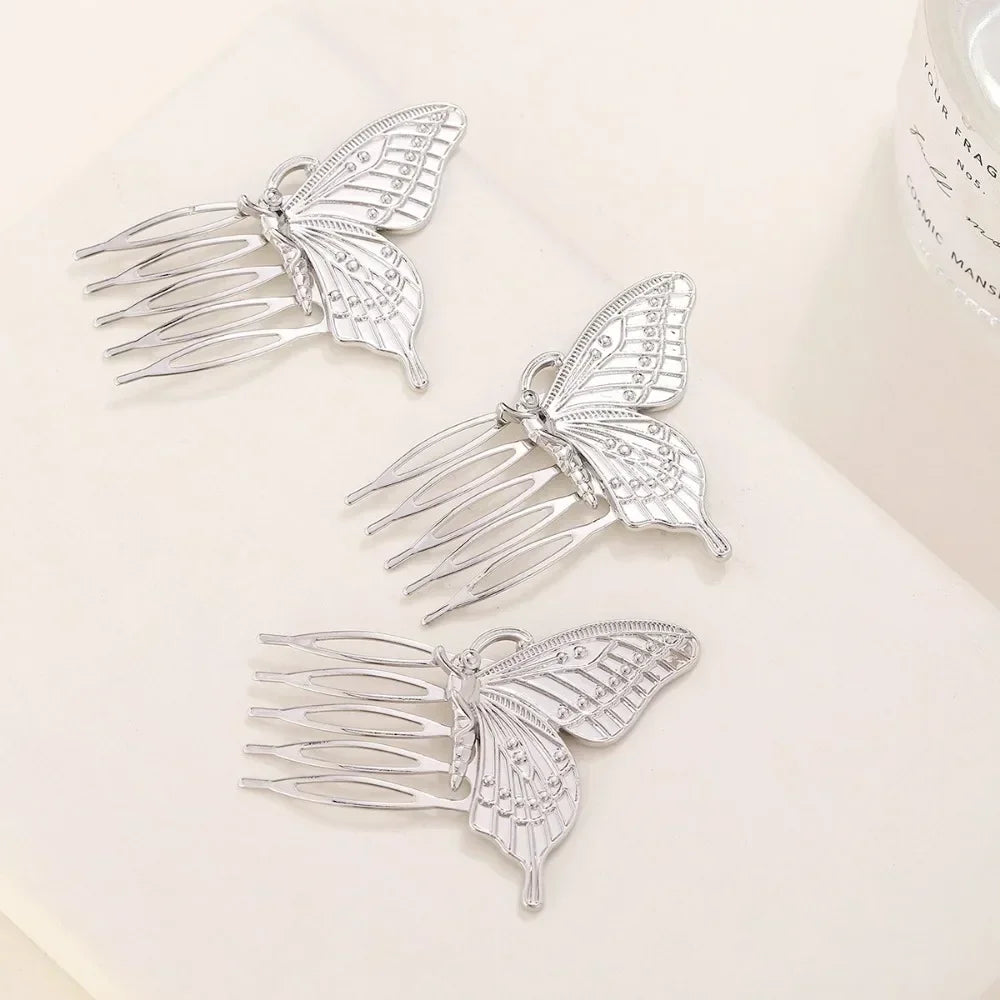 Girls Metal Butterfly Hair Combs Alloy Hair Clips for Women Hairgrips Hairpins Headwear Gifts Hair Accessories Gold Sliver Color Quake