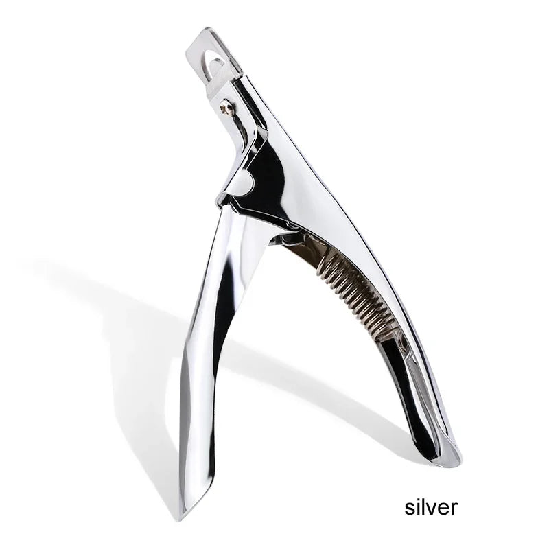 vvocci Professional U-Type Acrylic Fake Nail Clipper & Edge Trimmer, Stainless Steel Manicure Tool for Nail Art & Salon Use Quake M440 Sliver