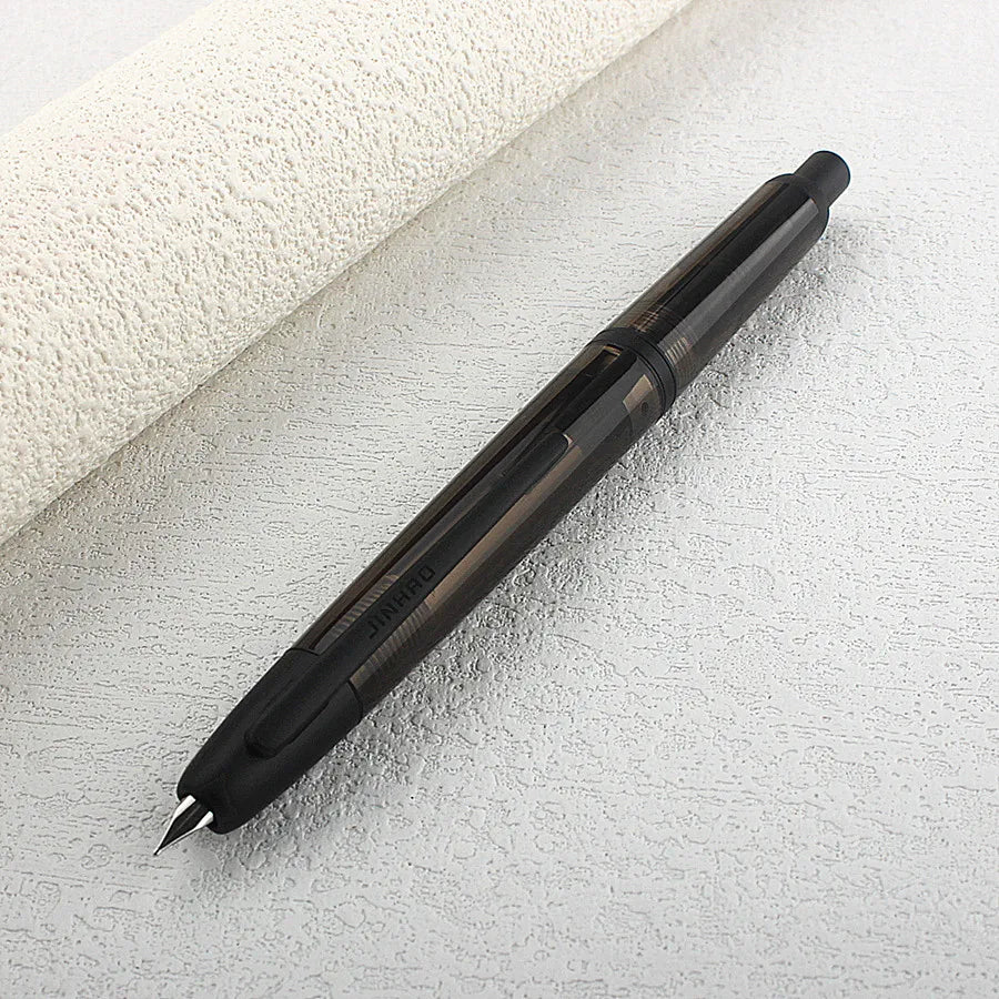 Smooth JINHAO 20 Press Fountain Pen Retractable EF F Nib Transparent Black Writing Ink Pen with Converter School Office Supplies Quake 20-2 F 0.5MM