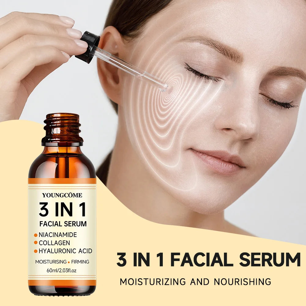 Face Serum 3 in 1 Nicotinamide Anti-Aging Wrinkle Face Serum Facial Moisturizing Brightening Firming Facial Essence Face Quake
