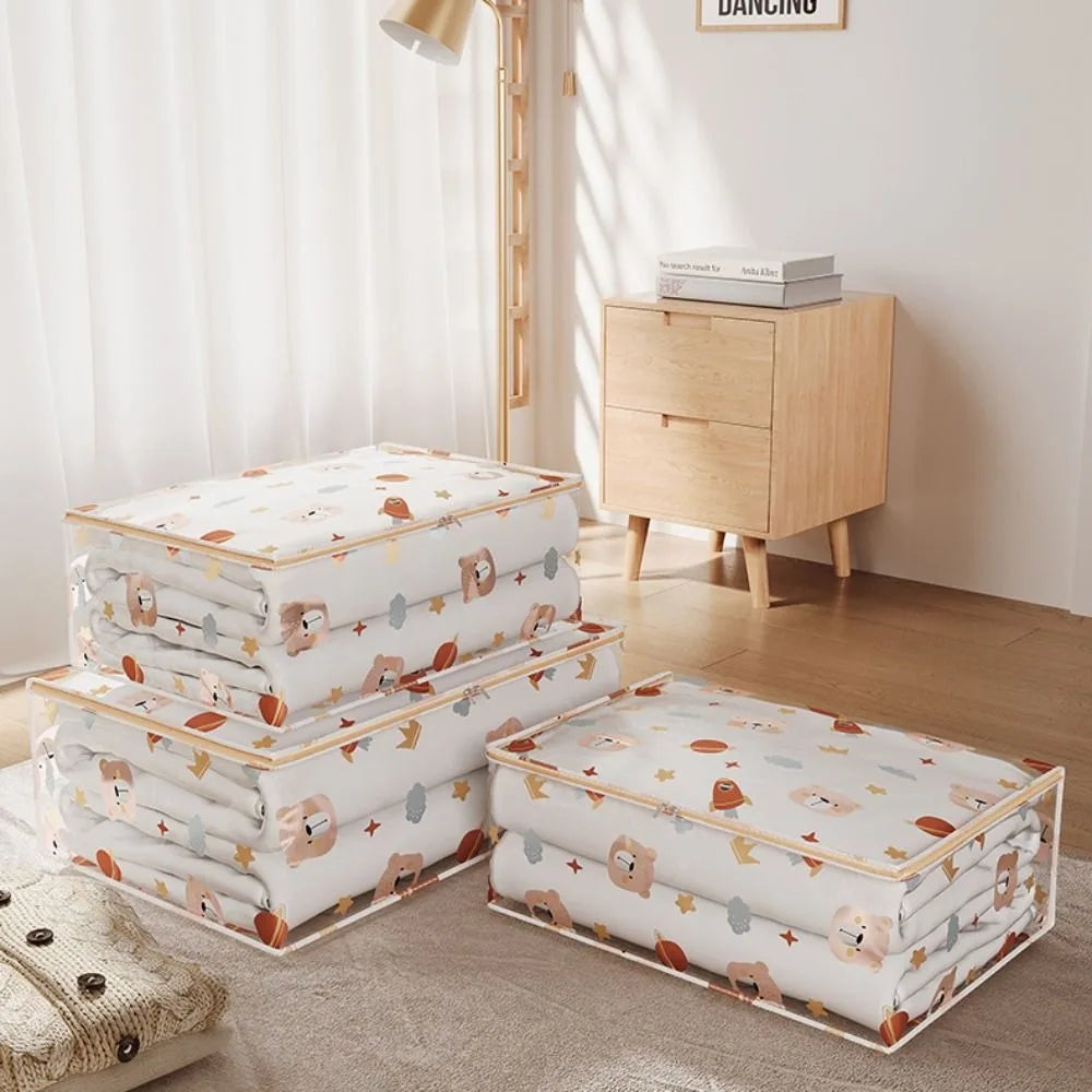 New Three-Dimensional Storage Bag Dustproof Large Capacity Clothes Organizer Transparent Waterproof Quilt Bag Household Quake