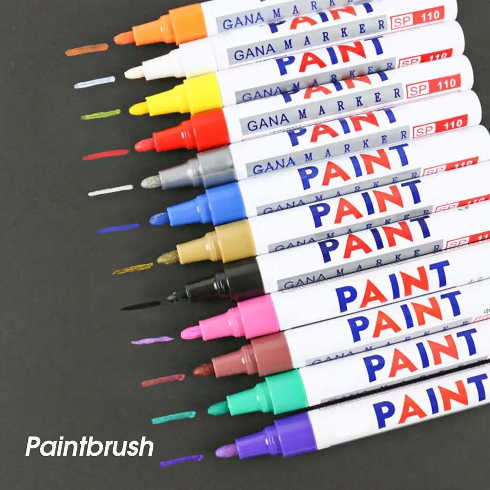Car Paint Pen Waterproof Coverage Mark Pen Black White Red Blue Colors Touch Up Paint Car Wheel Tire Oily Painting Pen Quake
