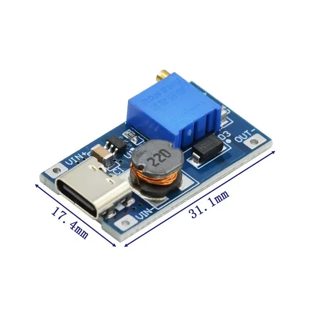 MT3608 DC-DC Adjustable Boost Module 2A Boost Plate Step Up Module with MICRO USB 2V-24V to 5V 9V 12V 28V Quake 2A TYPE-C