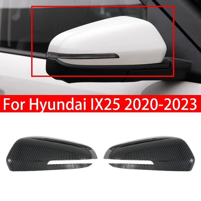 For Hyundai IX25 2020-2023 Car Rearview Side Mirror Cover Wing Cap Exterior Sticker Door Rear View Case Trim Carbon Fiber Style Quake