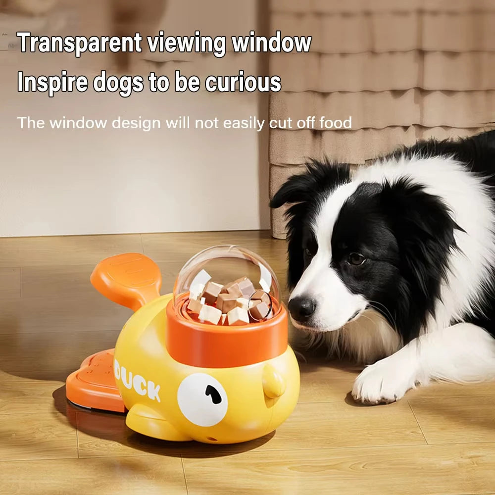 Yellow Duck-Shaped Interactive Dog Treat Dispenser Durable Plastic Training Dog Toy Puzzle Slow Feeder Dog Entertainment Toy Quake