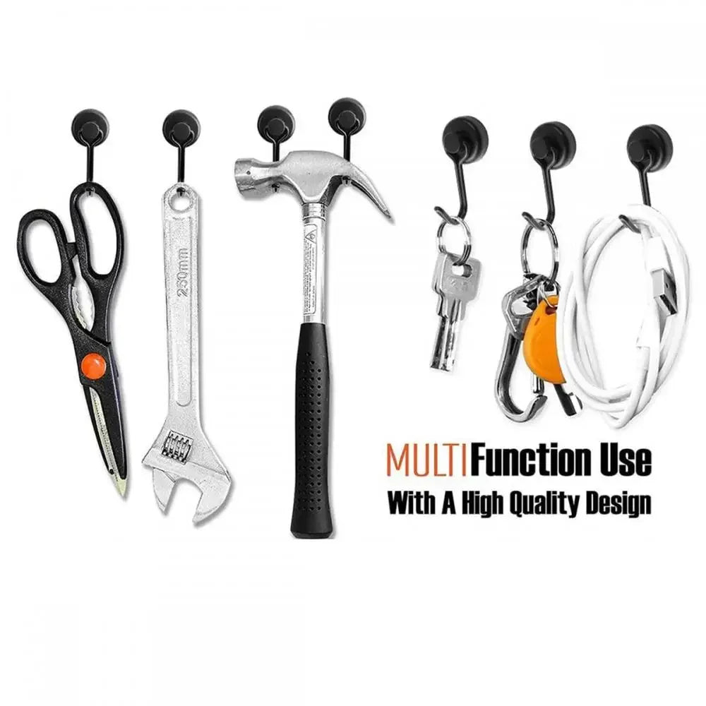 1/2/4/8Pcs Hook Kitchen Refrigerator Heavy Duty Magnetic Hooks Strong Neodymium Magnet Hook Black Silver Swivel Hanging Tools Quake