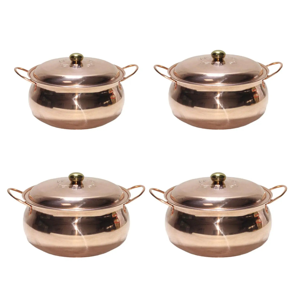 Copper Soup Pot Hot Pot Pan Saucepan Quick Heating Double Handle with Lid Copper Quake
