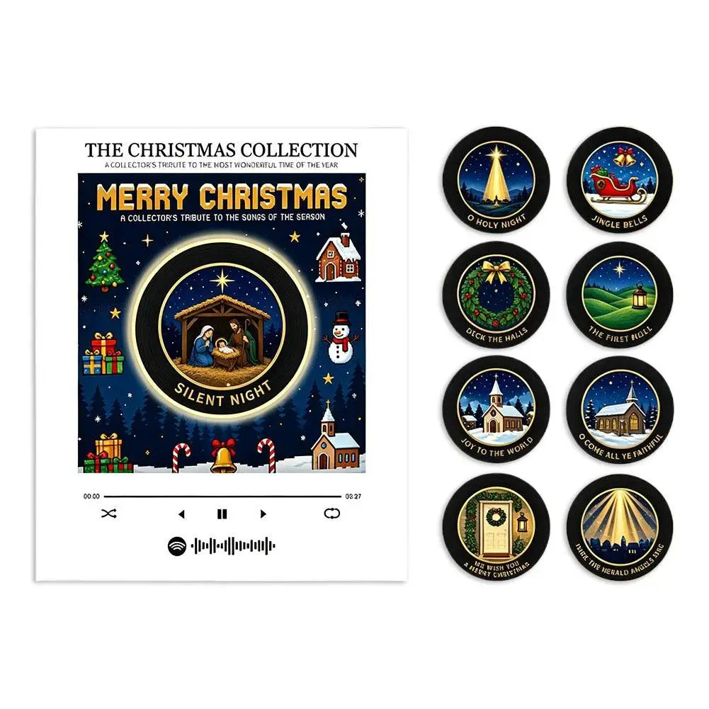 Christmas NFC Magnetic Vinyl Record Player LED Night Light Touch Play Customized Music Acrylic Home Fridge Ornament Quake Christmas