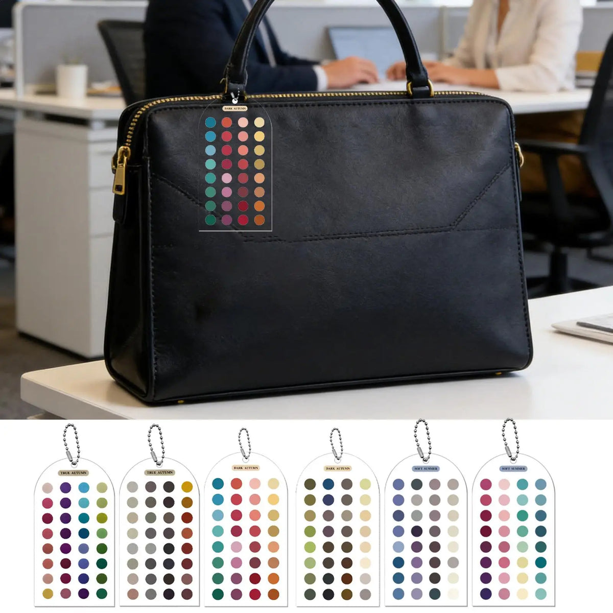 2 Pieces Portable Double Sided Acrylic Color Analysis Template Cards with Bead Chain for Outfit Makeup Clothing Stylist Guide Quake