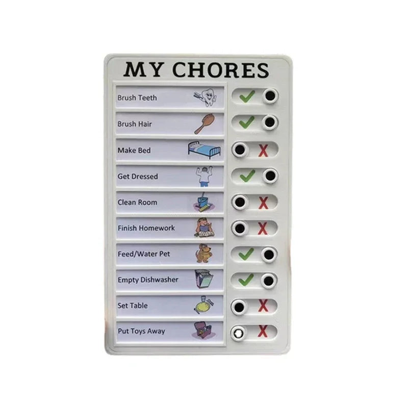 Reusable My Chores Checklist Daily Planner Memo Plastic Board Chore Chart Responsibility Behavior for Kid Self-discipline Card Quake MY CHORES White