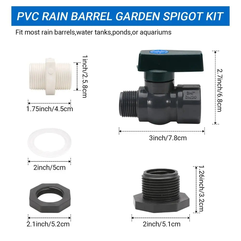 Durable PVC Rain Barrel Diverter Kit 3/4 Inch With Inner Connection Water Barrel Spigot Kit Fitting Adapter Quake