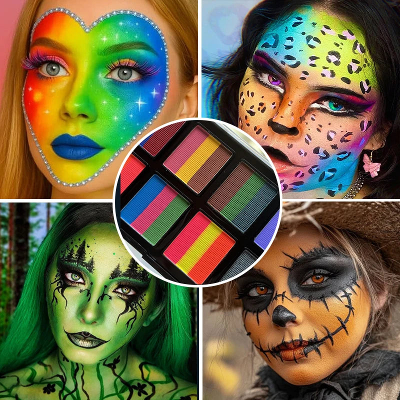 26 Colors Body Paint Set with Brushes and Stickers Water-Soluble UV Luminous Face Body Paint Art for Stage Performances Makeup Quake