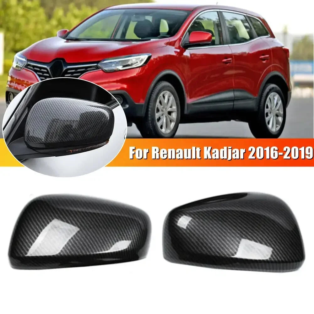 For Renault Kadjar 2016-2019 Car Sticker Rearview Side Mirror Cover Wing Cap Exterior Door Rear View Case Trim Carbon Fiber Look Quake