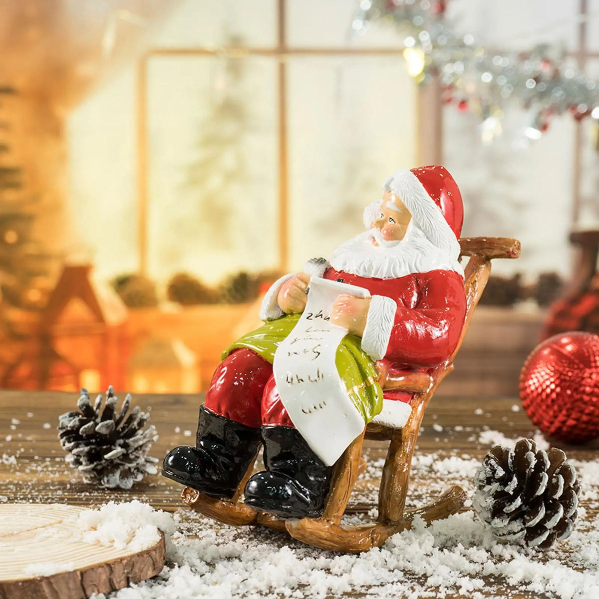 Santa Claus Figurine Crafts Xmas Gift Party Favor Table Decor Resin Statue for Tabletop Table Bedroom Bookshelf Living Room Quake