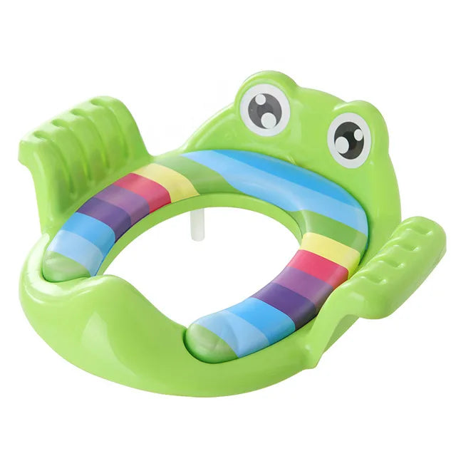 Baby cartoon cute toilet Child Potty Toilet Trainer Seat Step Stool Ladder Adjustable Training Chair comfortable seat for childr Quake A65 Green