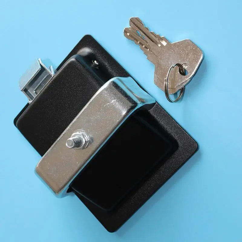 H8WE Upgraded RV Door Lock Black Trailer Door Lock with Paddle Entrance Door for Latch for Trailer Quake