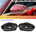 For LHD BMW 5 7 Series G60 G61 G68 G70 M5 G90 2023 2024 Car Sticker Rearview Side Mirror Cover Wing Cap Exterior Door Case Trim Quake Carbon