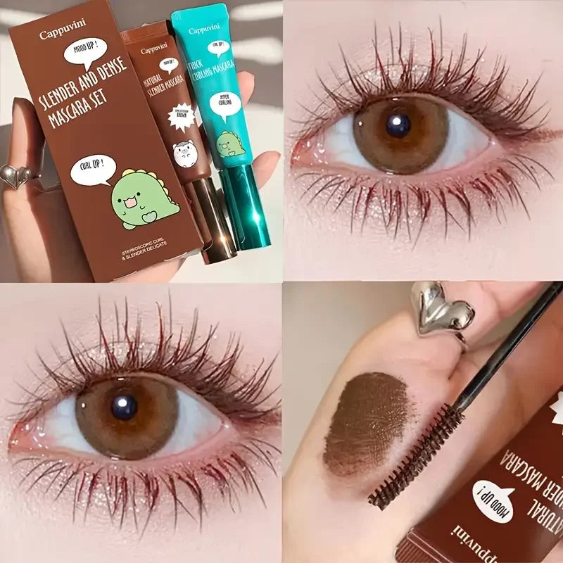 Slimming and Volume Mascara Set - Brown and Black Mascara Set,Waterproof and Long-Lasting Curl Non-smudge Eyelash Makeup Mascara Quake