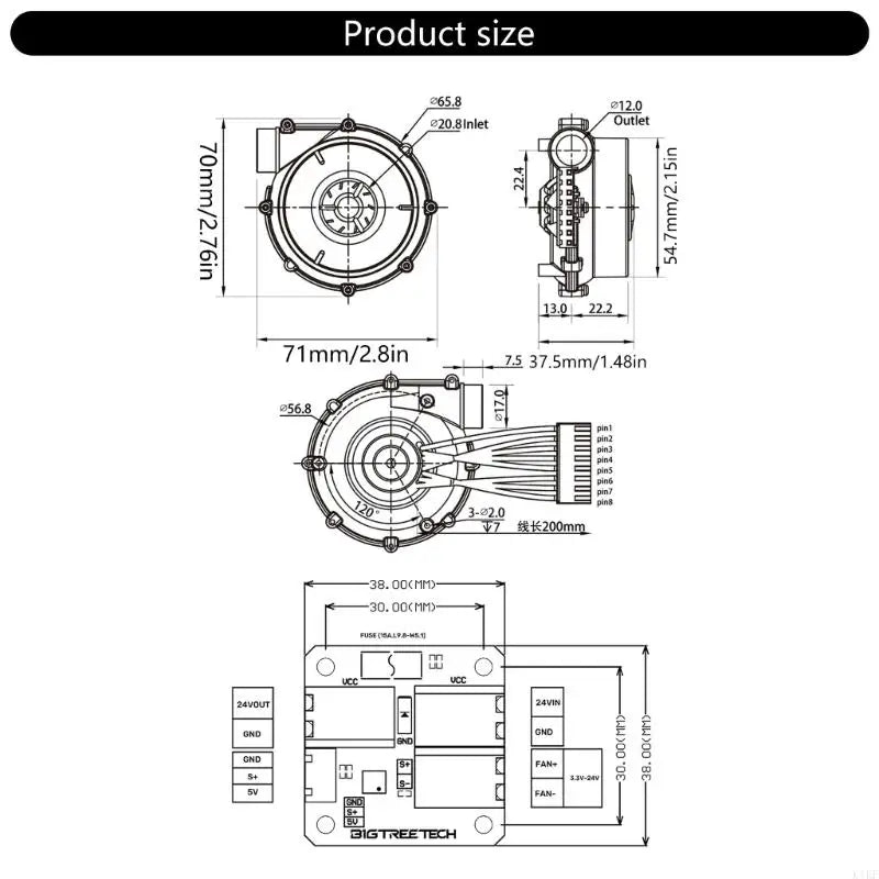 Printer Fan 24V WS7040 Brushless Centrifugal Air Blower For VzBoT and HevORT K1KF Quake
