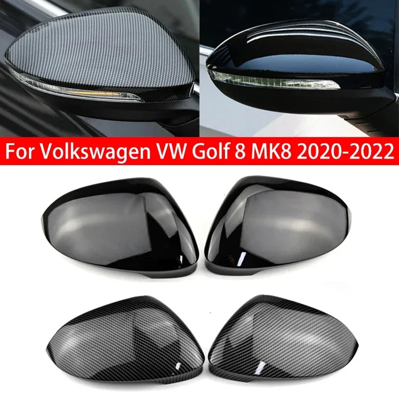 For Volkswagen VW Golf 8 MK8 2020-2022 Car Replacement Rearview Side Mirror Cover Wing Cap Exterior Door Case Trim Carbon Style Quake