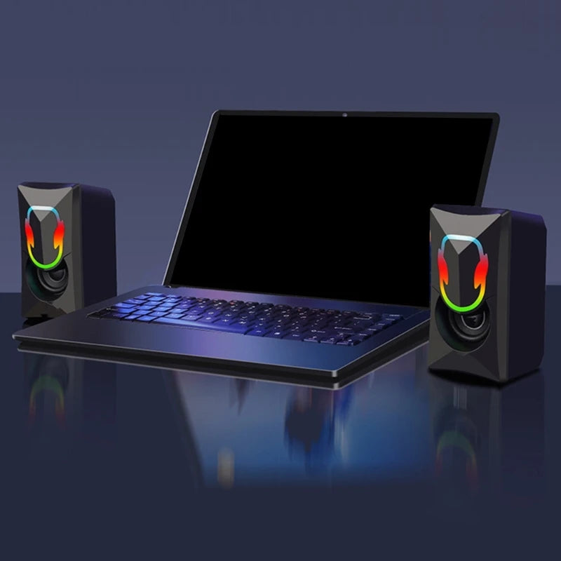 USB Speaker 3.5mm Port Desktop Stereoed Sound Music RGB Light Game Loudspeaker Sound Bar for PC Computer Laptops K1KF Quake