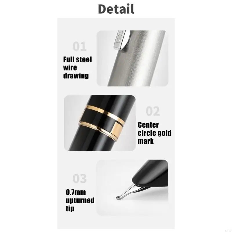 Pocket Fountain Pen, Metal Fountain Pen EF 0.38MM Fine Point, Screw Filling Cartridge for Office Notes, Journaling, K1KF Quake